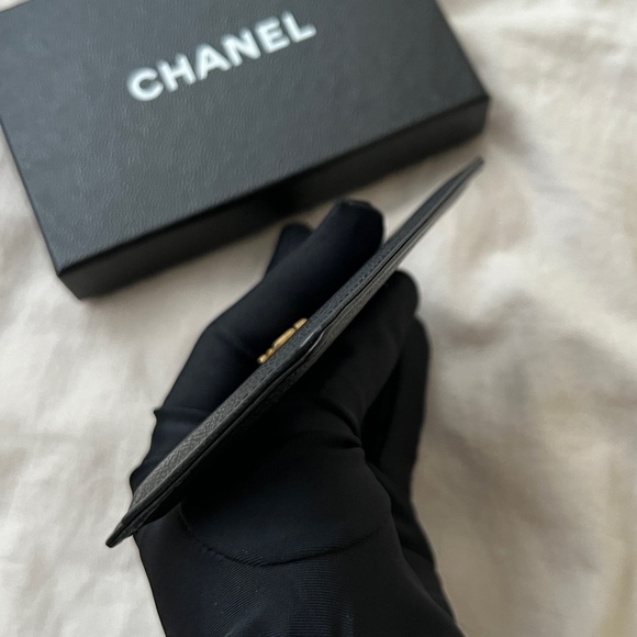 Auth Chanel Black Vintage Classic CC Logo Flat Card Holder - Good condition - Picture 7 of 10